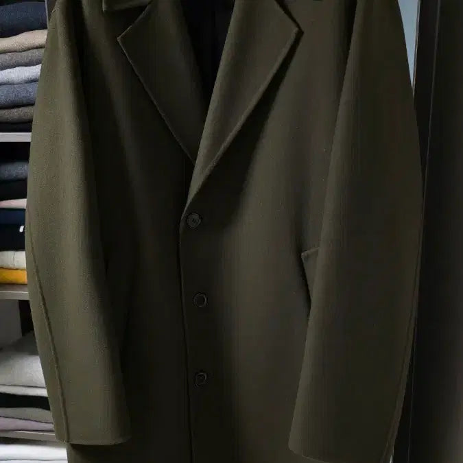 [BUNJANG] Solid Homme Double Breasted Khaki Coat / 솔리드옴므 반더블 카키코트 50 105