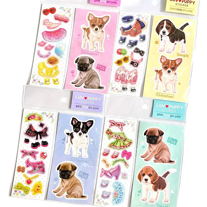 [BUNJANG] Puppy Removable Coordinate Sticker / [고전문구] 강아지 퍼피 리무버블 코디 스티커