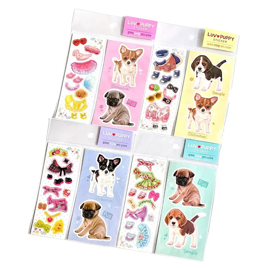 [BUNJANG] Puppy Removable Coordinate Sticker / [고전문구] 강아지 퍼피 리무버블 코디 스티커