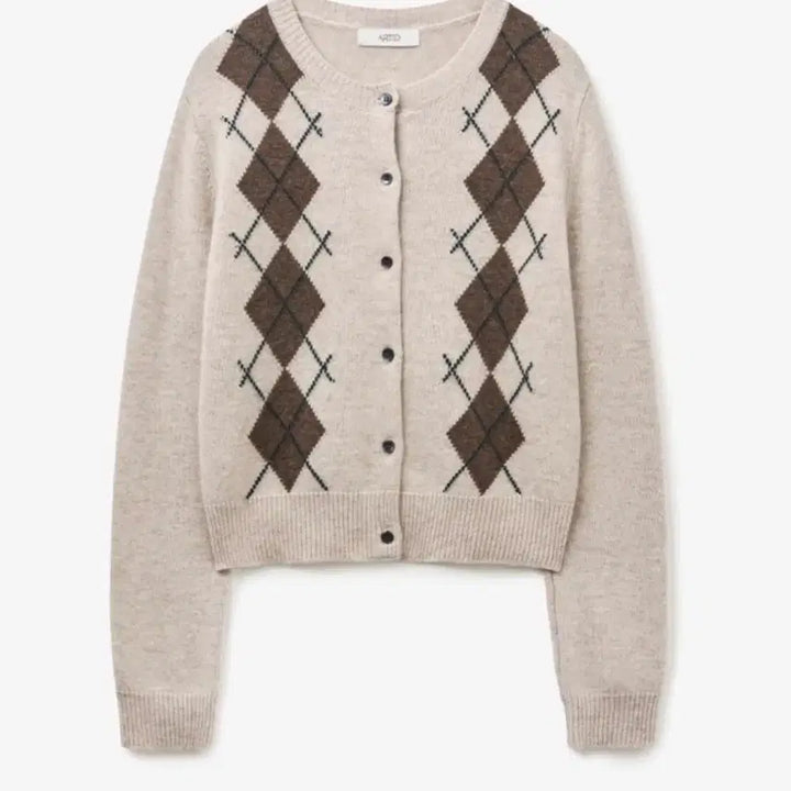 [BUNJANG] Artide Cashmere Argyle Cardigan Beige / 아티드 캐시미어 아가일 가디건 베이지- 1회 시착