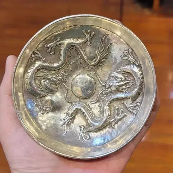 [BUNJANG] Vintage Pure Silver Twin Dragon Plate / 옛날  순은 쌍용접시