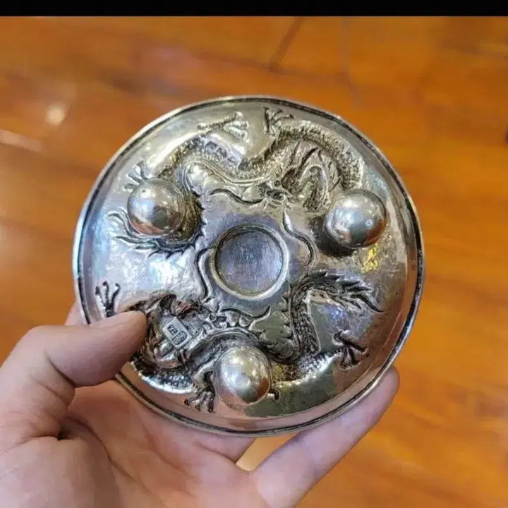 [BUNJANG] Vintage Pure Silver Twin Dragon Plate / 옛날  순은 쌍용접시