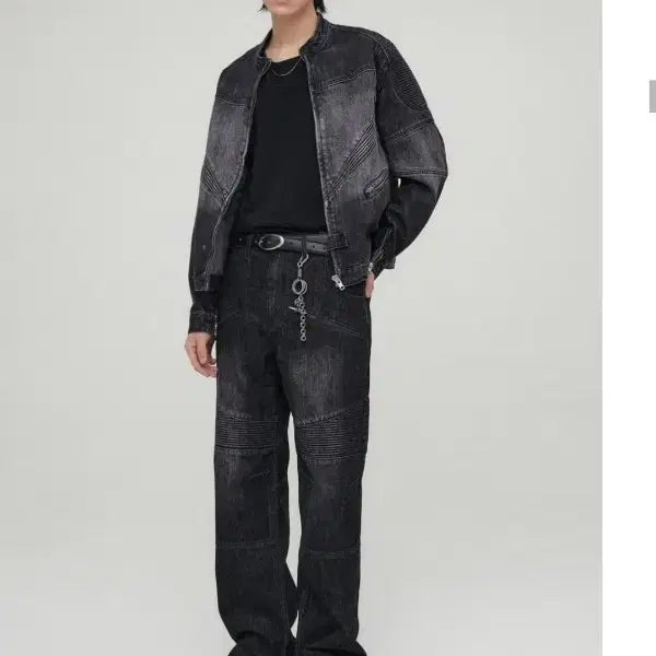 [BUNJANG] Minav Crush Biker Denim Jacket (M) / 미나브 크러쉬 바이커 데님 자켓(M) or 셋업