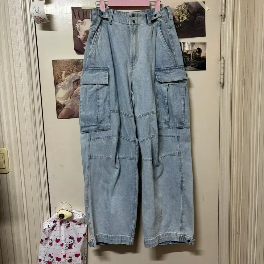 [BUNJANG] Vintage Light Wash Cargo Pants / 빈티지 연청 카고바지