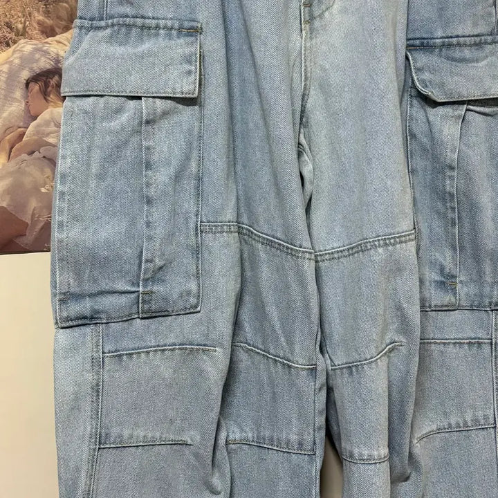 [BUNJANG] Vintage Light Wash Cargo Pants / 빈티지 연청 카고바지