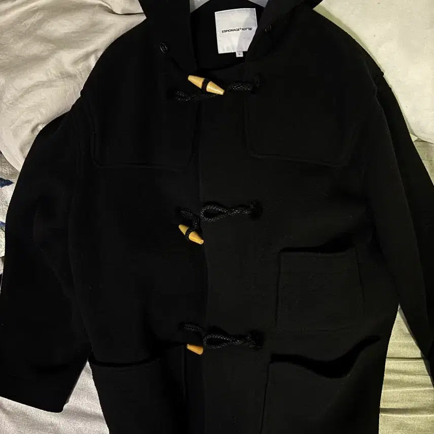 [BUNJANG] Espionage Black Duffel Coat (Large) / 에스피오나지 더플코트 블랙 라지
