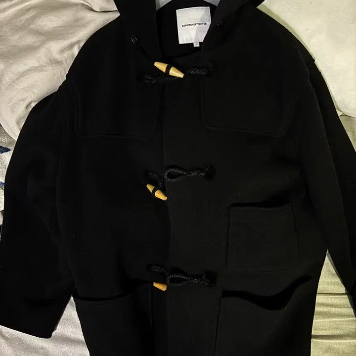 [BUNJANG] Espionage Black Duffel Coat (Large) / 에스피오나지 더플코트 블랙 라지