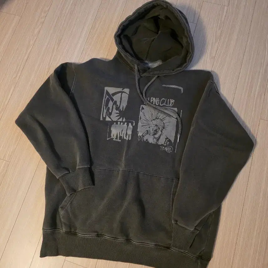 [BUNJANG] Travel Pigment Hoodie Black Charcoal / (M) 트래블 피그먼트 후드티 블랙 차콜