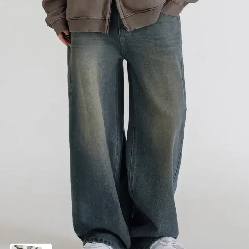 [BUNJANG] Second Vintage Cat Washing Wide Denim Pants [Sand Blue] / 리메인 세컨드 빈티지 캣워싱 와이드 데님 팬츠 [샌드 블루]