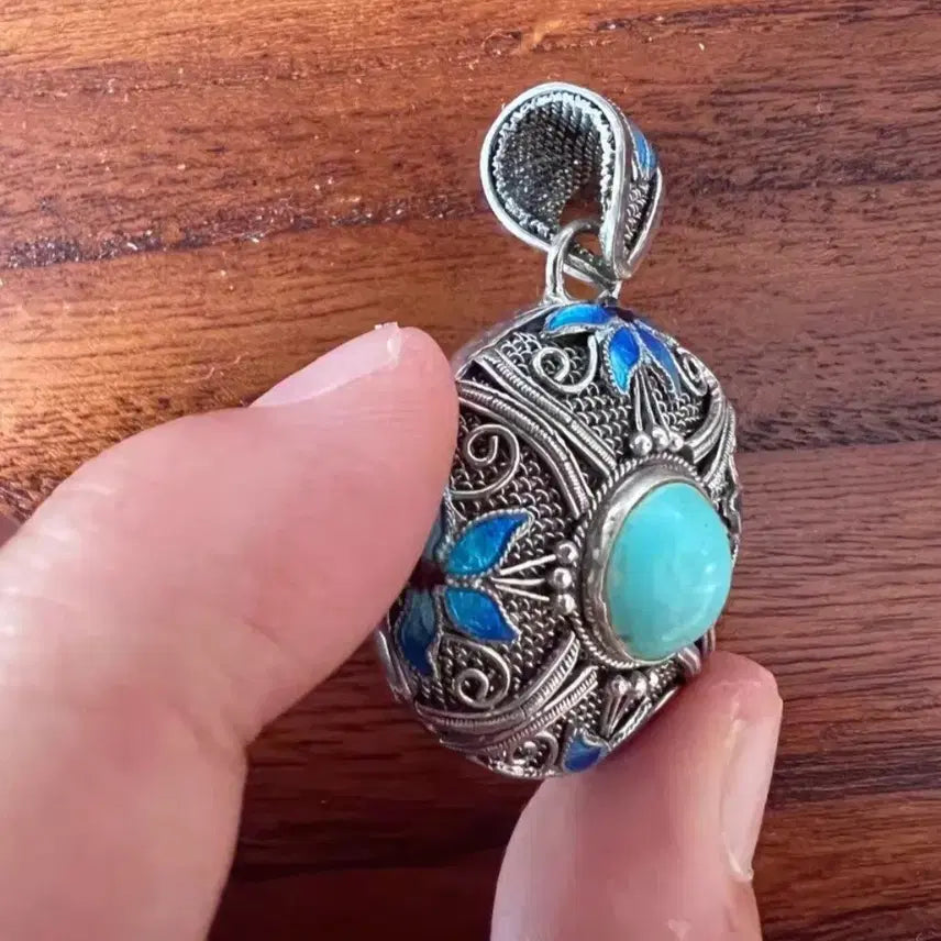 [BUNJANG] Vintage Sterling Silver Turquoise Pendant / 옛날 순은 터키석 팬던트