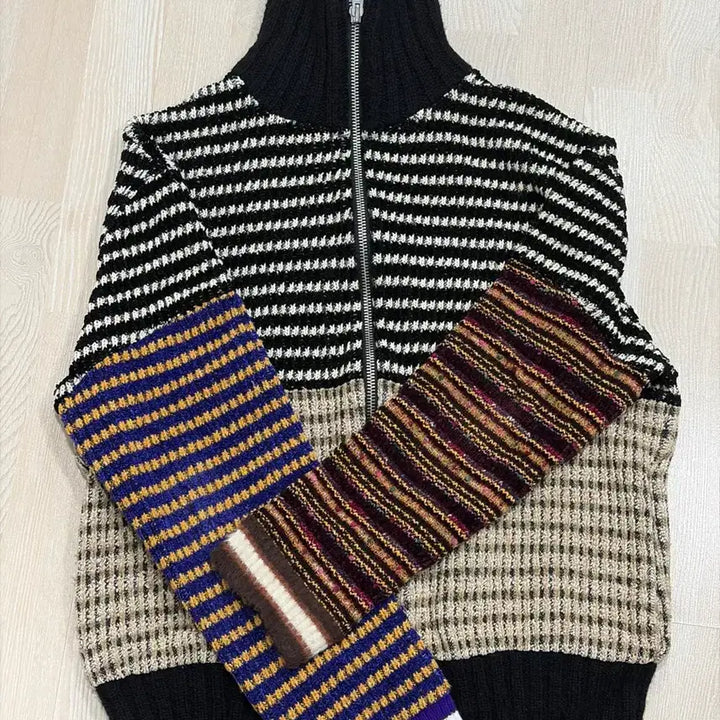 [BUNJANG] Andersson Bell Cliveden Patchwork Zip-up Knit / [XL] 앤더슨벨 클리덴 패치워크 집업 니트