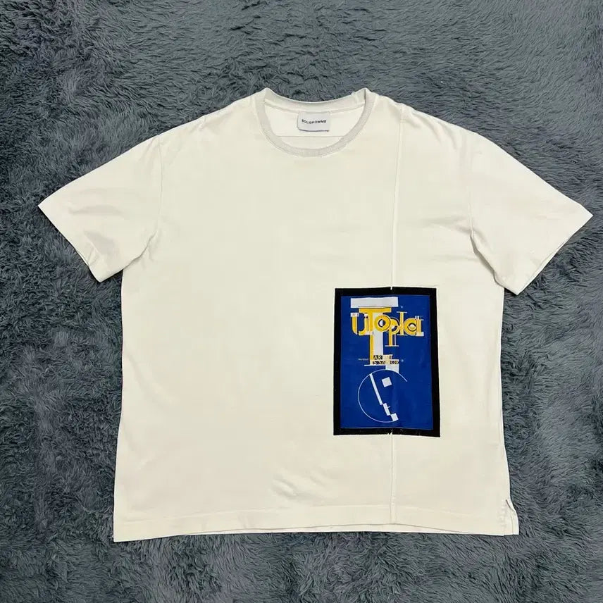 [BUNJANG] Solid Homme White Short Sleeve T-shirt / (정품) 솔리드옴므 화이트 반팔 52(110)사이즈