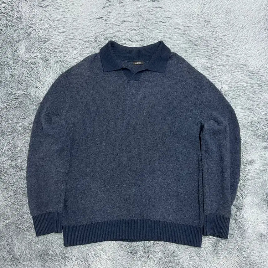 [BUNJANG] System Homme Navy Collar Knit Sweater / (정품) 시스템옴므 네이비 카라 니트 100사이즈