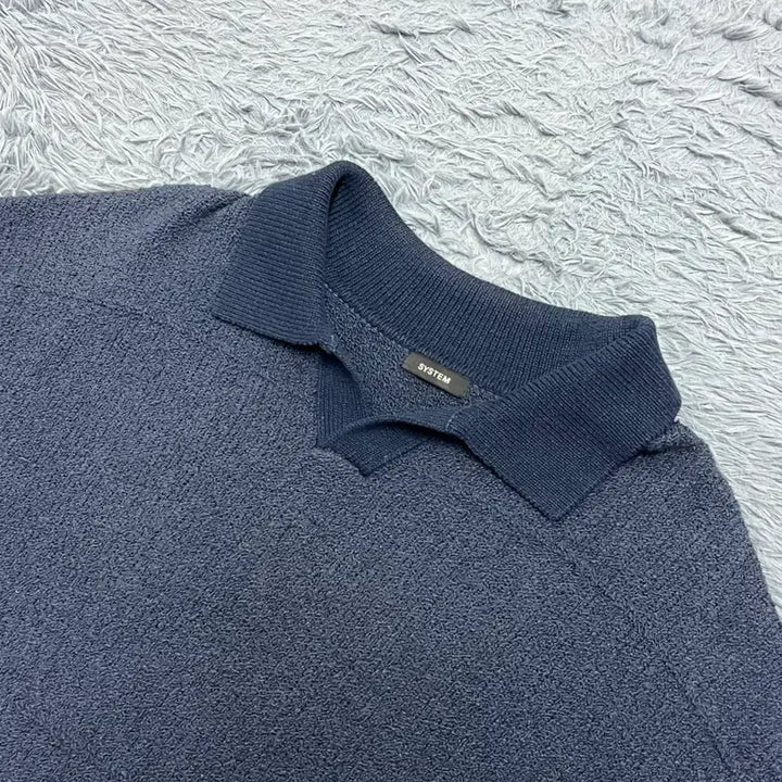 [BUNJANG] System Homme Navy Collar Knit Sweater / (정품) 시스템옴므 네이비 카라 니트 100사이즈