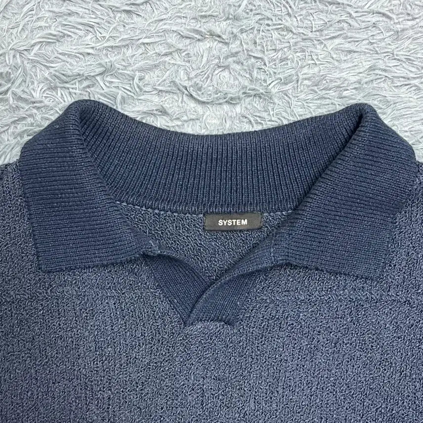 [BUNJANG] System Homme Navy Collar Knit Sweater / (정품) 시스템옴므 네이비 카라 니트 100사이즈