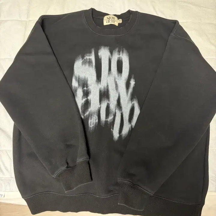[BUNJANG] Slow Acid Black Fleece Sweatshirt / 슬로우애시드 블랙 기모 맨투맨