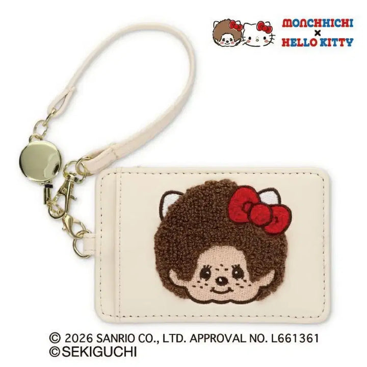 [BUNJANG] Monchhichi x Hello Kitty Embroidered Reel Pass Case / Monchhichi몬치치 x 헬로키티kt 자수 릴 패스 케이스 교통 카드