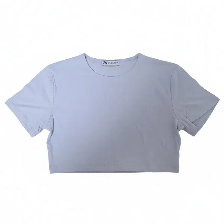 [BUNJANG] Zara Cropped Short Sleeve T-Shirt Light Blue / 자라 크롭 반팔 티셔츠 소라색
