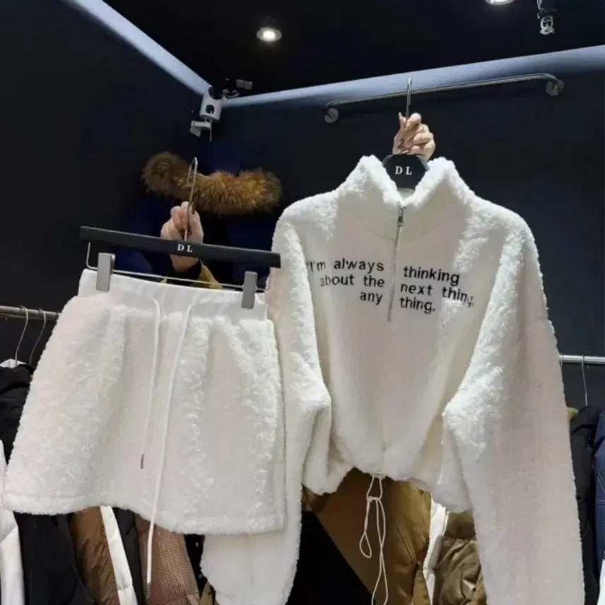 [BUNJANG] Poggles Sweatshirt Skirt Set - L / 뽀글이 맨투맨 스커트 세트-L