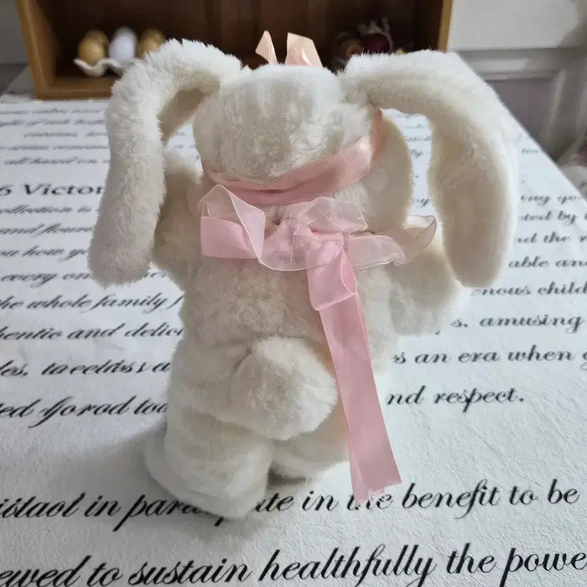 [BUNJANG] White Rabbit Doll with Ribbon / 리본 흰색 토끼 인형