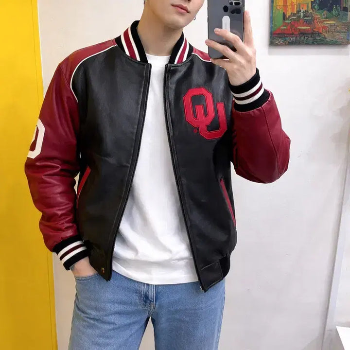 [BUNJANG] GIII Sports Oklahoma Sooners OU Varsity Jacket / GIII 정품 바시티 자켓/오클라호마 수너스 OU/NCAA 라이선스