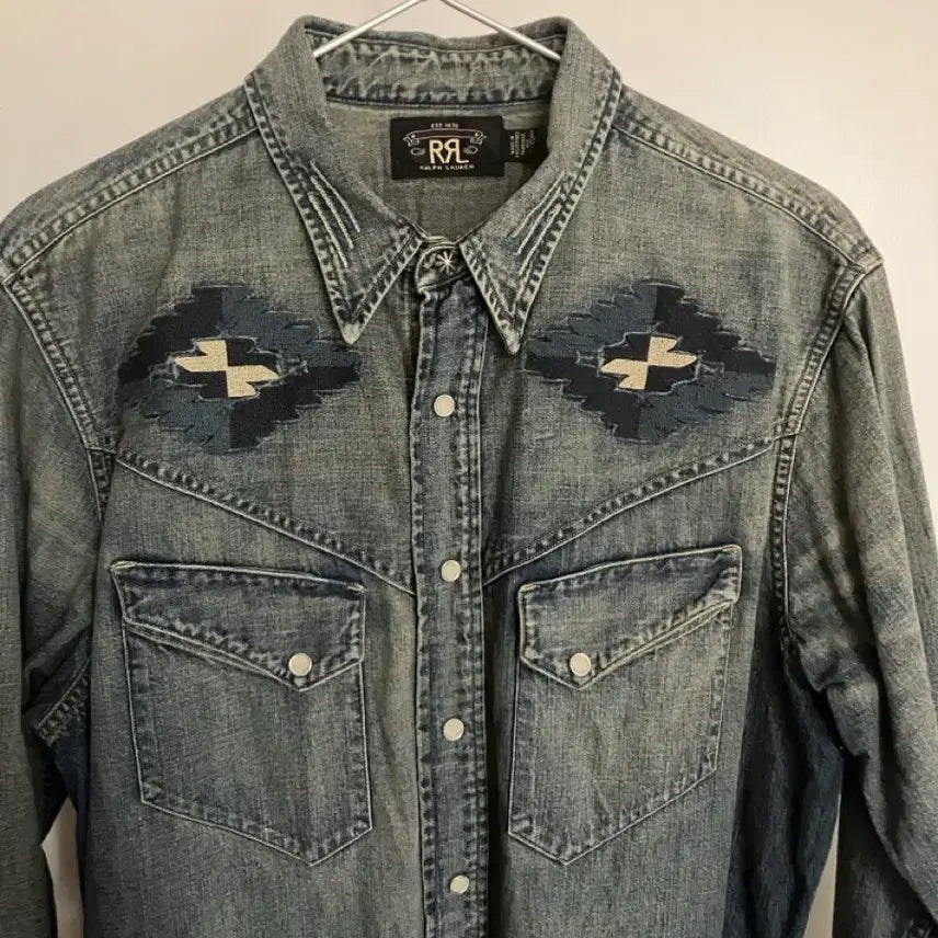 [BUNJANG] RRL Western Denim Shirt / Rrl 더블알엘 웨스턴 데님셔츠