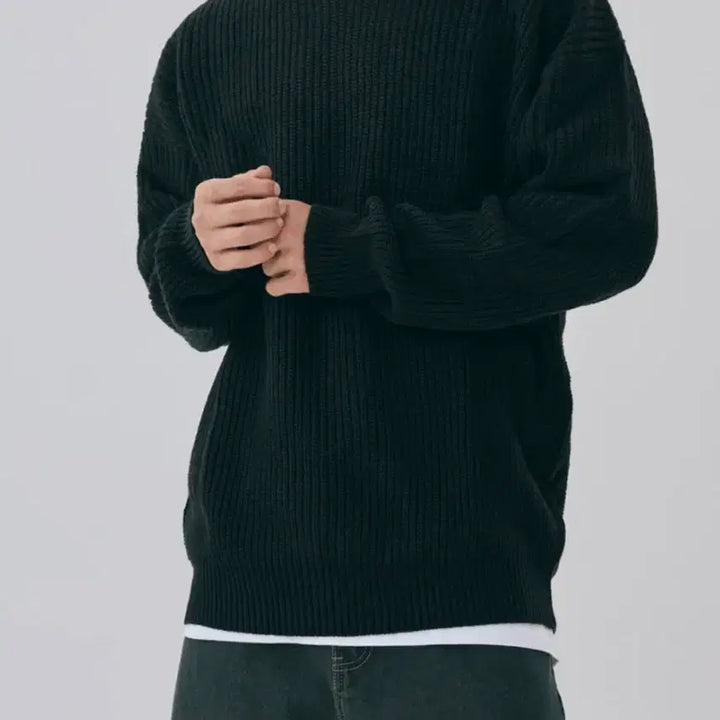 [BUNJANG] A.G.E.O.D. Crew Neck Oversized Knit (Black, L) / 에이지오디 크루넥 오버핏 블랙 니트 L 새상품