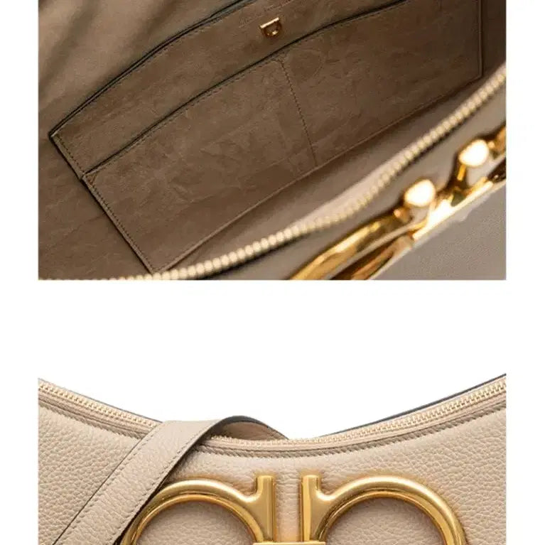 [BUNJANG] Ferragamo Gancini Hobo Bag Beige / 페라가모 간치니 호보백 베이지