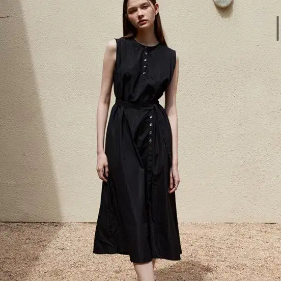 [BUNJANG] Amour Moire Belt Sleeveless Dress / [새상품] 아무르 무아르 벨트 슬리브리스 원피스