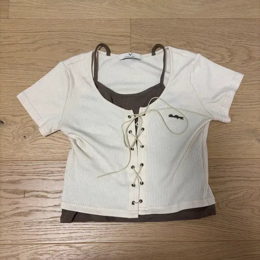 [SOLD OUT] 코르셋 나시 일체형 반팔 티셔츠