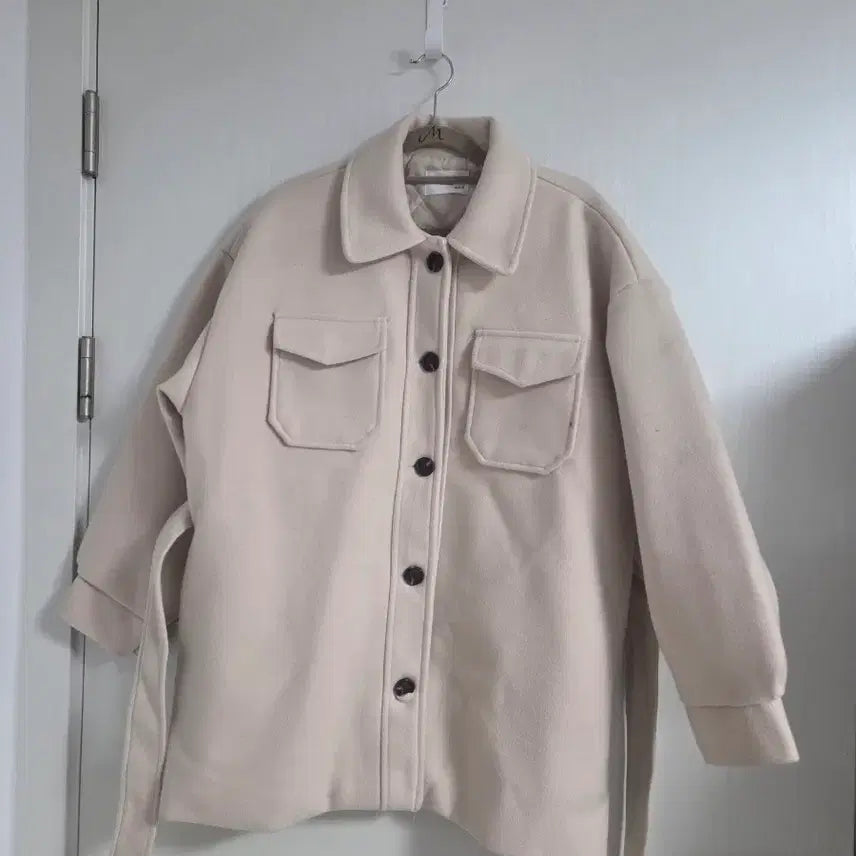 [BUNJANG] Beige Belted Short Jacket (Big Size) - Women&