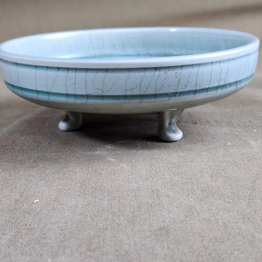 [BUNJANG] Chinese Celadon Porcelain Tripod Water Basin / 중국도자기 음각서문 청자 삼족 수반