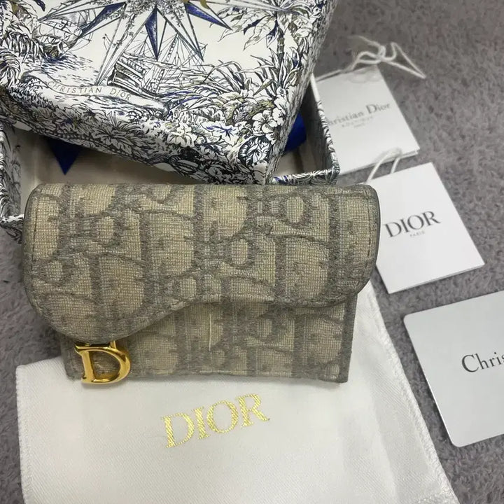 [BUNJANG] Dior Oblique Saddle Gray Card Wallet / [정품]디올 오블리크 여성 새들 그레이 카드지갑