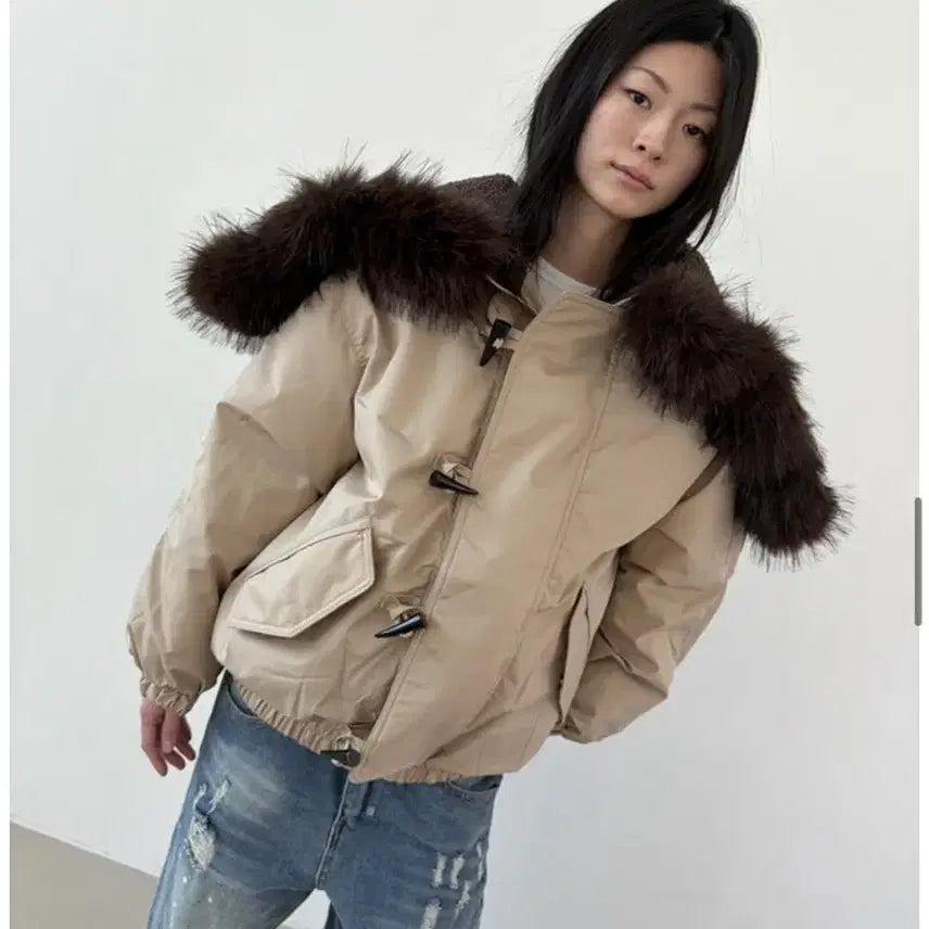 [BUNJANG] Raccoon Fur Bomber Jacket / 라쿤 털 봄버 자켓 패딩
