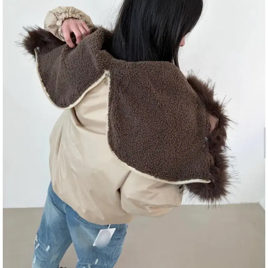 [BUNJANG] Raccoon Fur Bomber Jacket / 라쿤 털 봄버 자켓 패딩