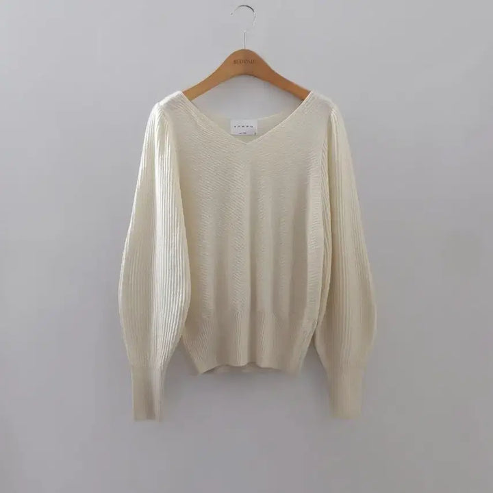 [BUNJANG] Lambswool Puff Sleeve Knit Sweater / 램스울 퍼프소매 니트 새상품