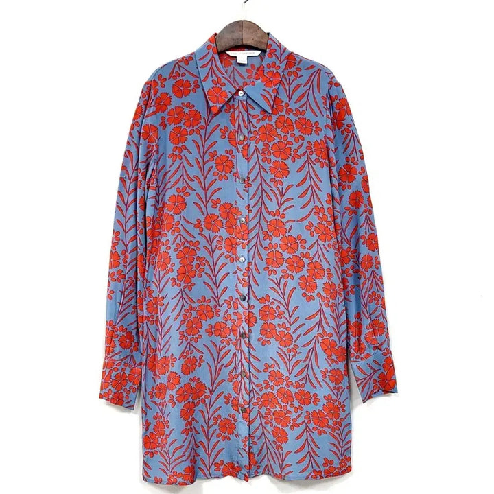 [BUNJANG] DVF K702 Silk Shirt Dress / DVF 다이앤본퍼스텐버그 실크100% 셔츠 원피스 K702