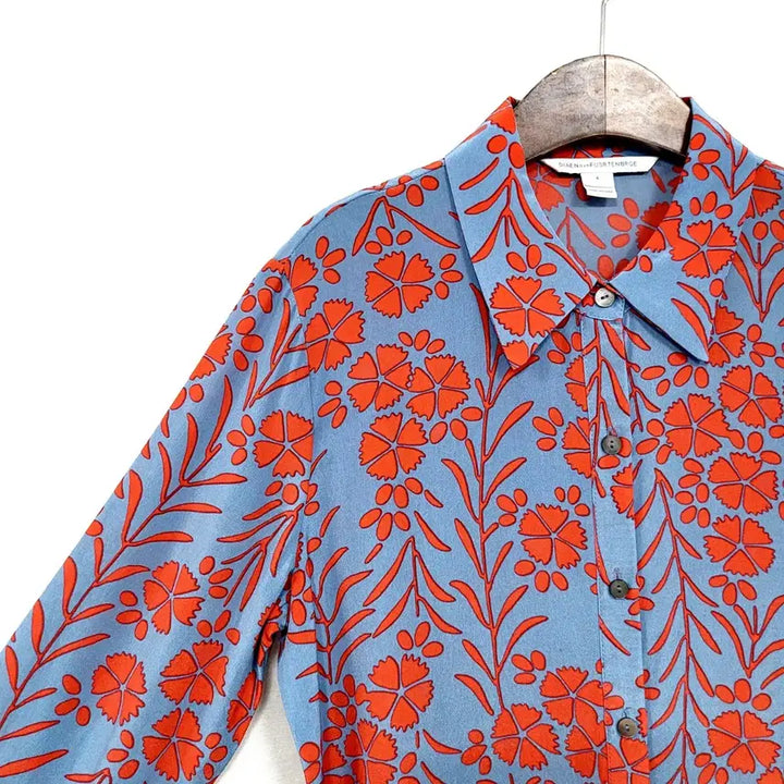 [BUNJANG] DVF K702 Silk Shirt Dress / DVF 다이앤본퍼스텐버그 실크100% 셔츠 원피스 K702