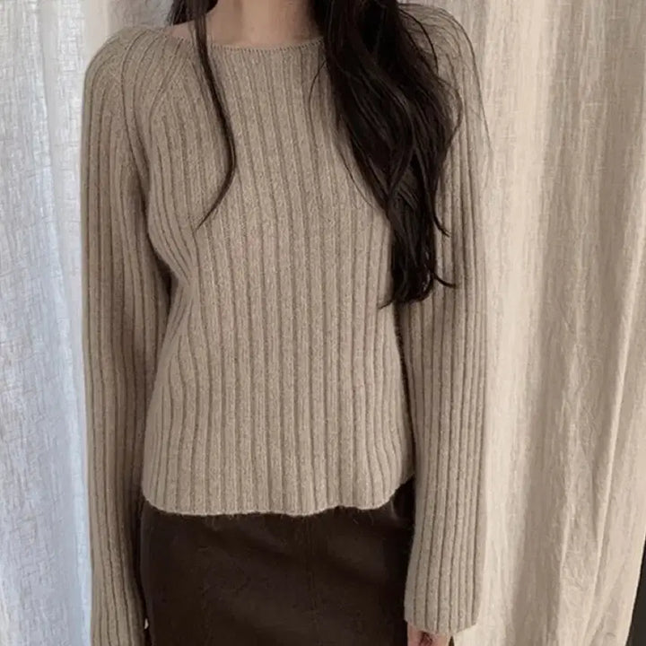 [BUNJANG] Slow and Flat Fox Knit Beige / 슬로우앤드 플랫골지 폭스니트 베이지