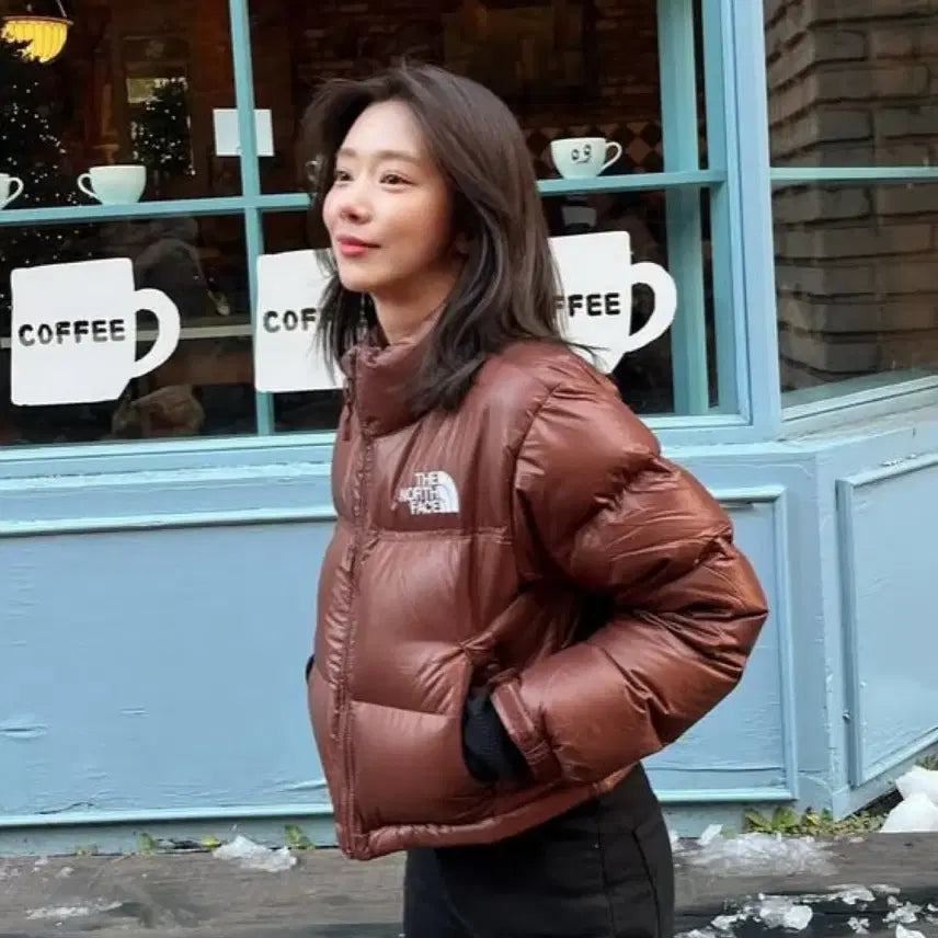 [BUNJANG] The North Face Nuptse Crop Down Jacket Brown XL / 노스페이스 눕시 크롭 다운 브라운 100(XL)