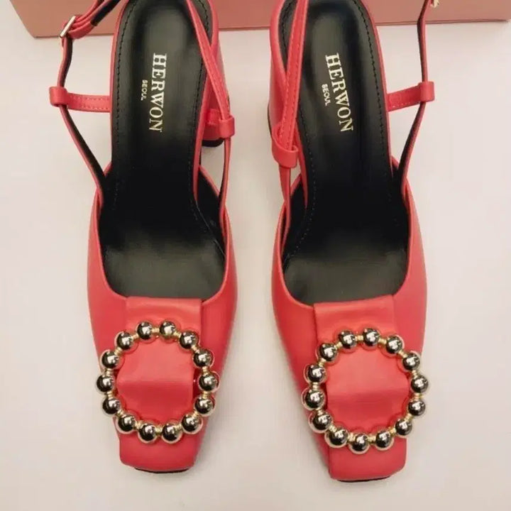 [BUNJANG] BOUTIQUE HERWON Montparnasse Slingback Heels Coral Pink / 부티끄 헤르원 (BOUTIQUE HERWON) 몽빠리 슬링백힐