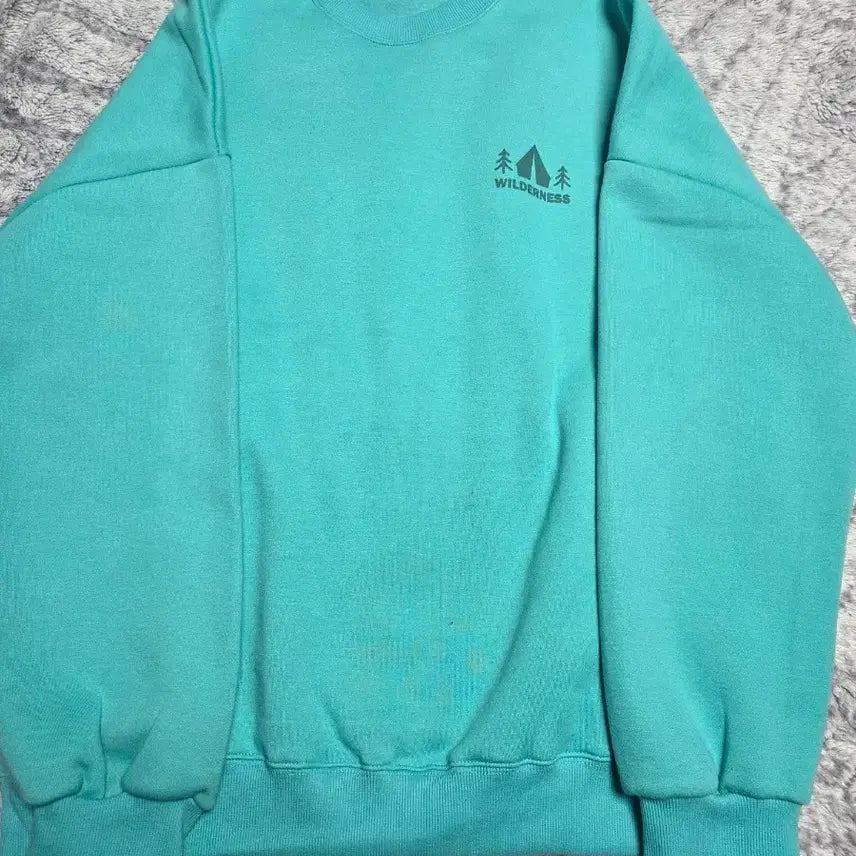 [BUNJANG] Wilderness Emerald Fleece Sweatshirt / wilderness 기모 맨투맨 티셔츠 에메랄드