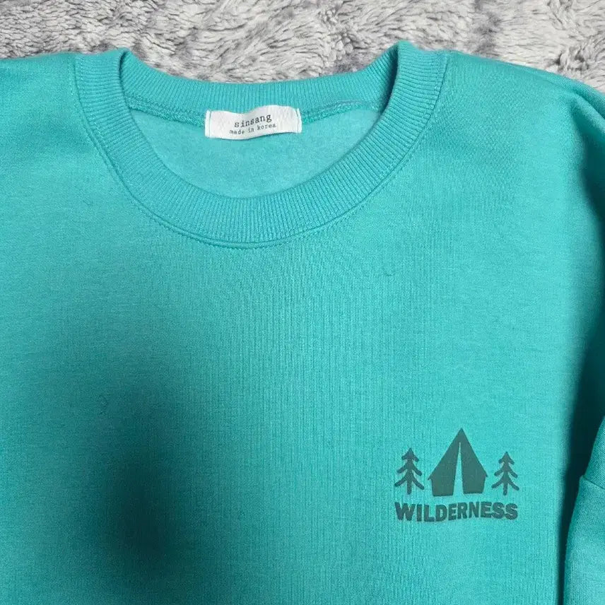 [BUNJANG] Wilderness Emerald Fleece Sweatshirt / wilderness 기모 맨투맨 티셔츠 에메랄드