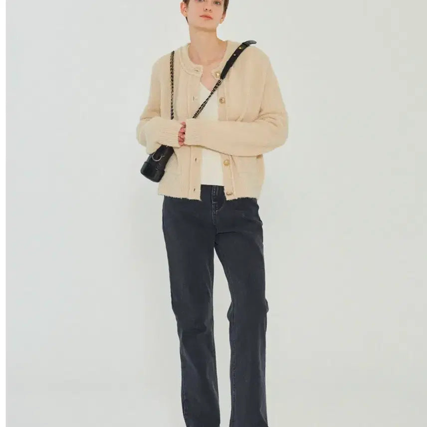 [BUNJANG] Headerment Boucle Alpaca Knit Jacket Cardigan / 헤더먼트 부클 알파카 니트 자켓 가디건