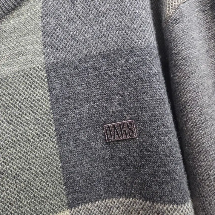 [BUNJANG] Daks Check Pattern Wool 100% Knit Zip-up / 닥스 체크패턴 모100 니트 집업