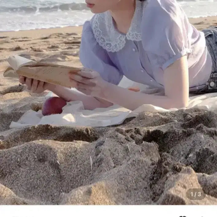 [BUNJANG] Floome Hazel Balloon Sleeve Sheer Puff Blouse / 플로움 헤이즐 벌룬소매 반팔 쉬어 퍼프 블라우스 퍼플 출근룩 여행룩하객룩