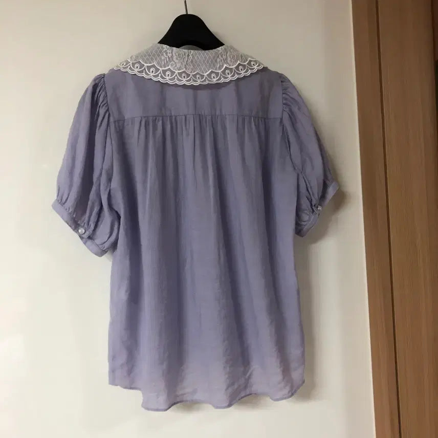 [BUNJANG] Floome Hazel Balloon Sleeve Sheer Puff Blouse / 플로움 헤이즐 벌룬소매 반팔 쉬어 퍼프 블라우스 퍼플 출근룩 여행룩하객룩