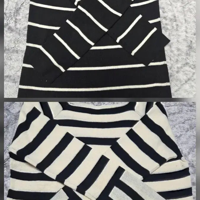 [BUNJANG] Striped Long Sleeve T-shirts Bundle Set / 스트라이프 긴팔 티셔츠 2장 일괄