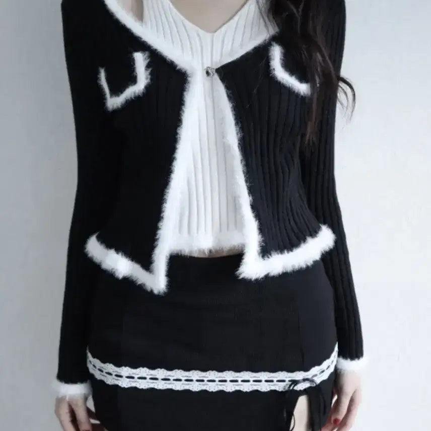 [BUNJANG] Klata Rose Knit Ribbon Tie Skirt Pants Two-Piece Set / 클라따 rose knit 리본 타이 스커트팬츠 세트 투피스