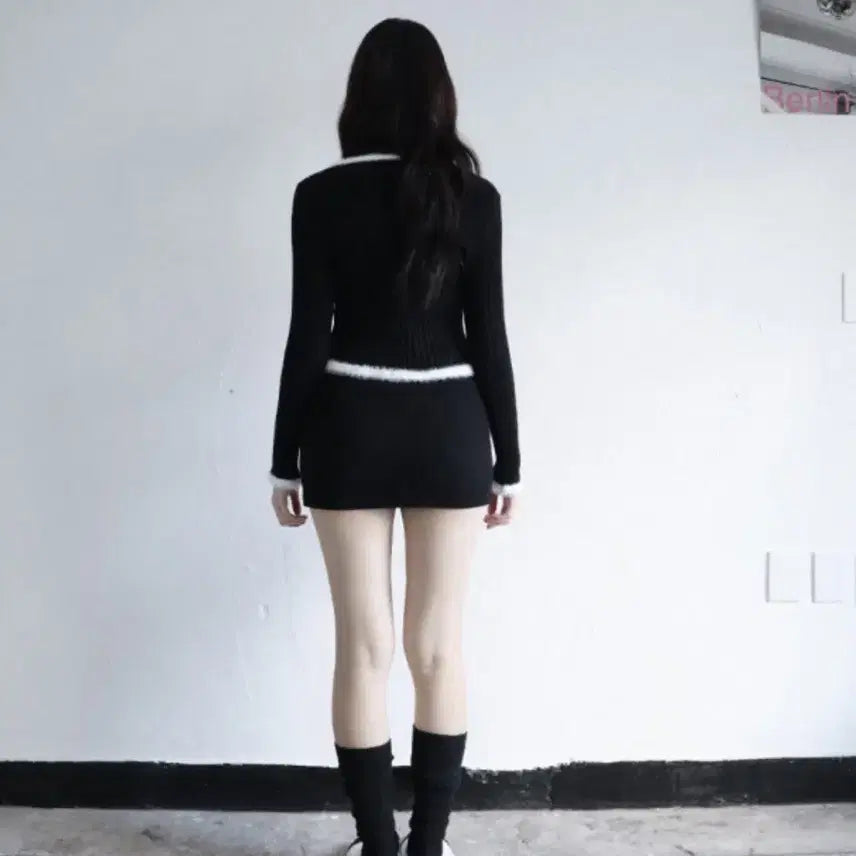 [BUNJANG] Klata Rose Knit Ribbon Tie Skirt Pants Two-Piece Set / 클라따 rose knit 리본 타이 스커트팬츠 세트 투피스